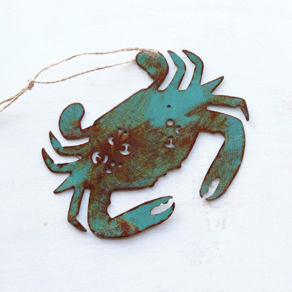 Crab Christmas Ornament Metal Nautical Holiday Decor