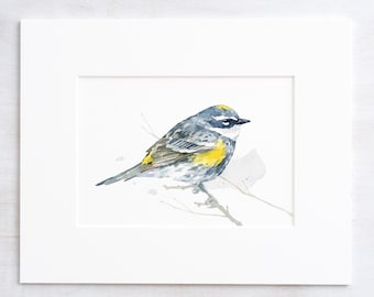 Warbler Art Print Bird Watercolor Bird Lover Gift Yellow Rumped Warbler Painting 5x7