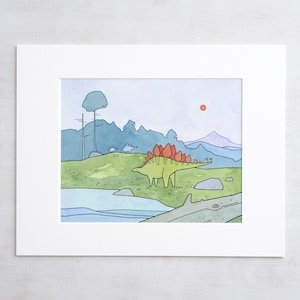 Stegosaurus Art Print: Watercolor Dinosaur Kids Room Decor