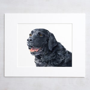 Black Lab Dog Art Print Labrador Retriever Watercolor Painting 8x10 Limited Edition