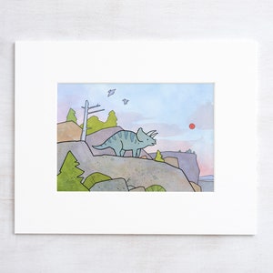 Triceratops Wall Art Illustration Print Dinosaur Wall Art,Nursery Decor