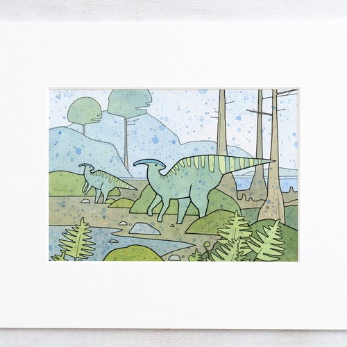 Dinosaur Wall Art Duckbilled Dinosaur Print Dinosaur Etsy