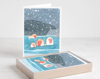 Ensemble de cartes de vacances Snow Monkeys