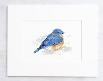 Bluebird Watercolor Painting Bird Print Bird Watcher Gift