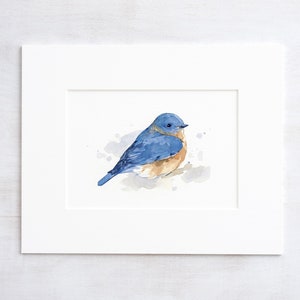 Bluebird Watercolor Painting Bird Print Bird Watcher Gift image 1
