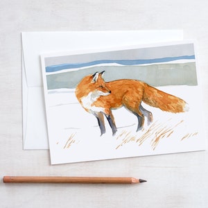 Red Fox Winter Note Card Winter Animal Stationery