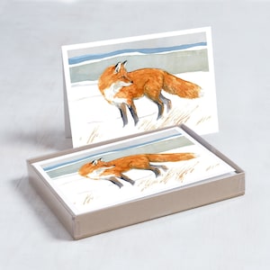 Cartes de vœux Renard roux Ensemble de cartes de Noël aquarelle hiver renard Cartes sur le thème des animaux