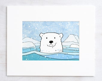 Polar Bear Nursery Print Arctic Animal Art Kids Wall Art