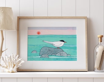 Tern Watercolor Beach Art Print Coastal Wall Art Kids Room Decor