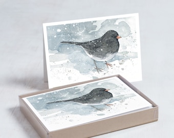 Junco in Snow Christmas Card Set Winter Bird Stationery Audubon Card Set