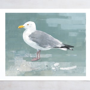 Herring Gull Beach Print Large Seagull Nautical Bird Art image 2