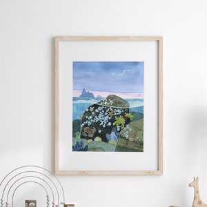 Tidepool aquarel Art Print nautische oceaan muur kunst kust muur decor afbeelding 1