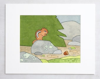 Chipmunk Woodland Print Kids Room Art