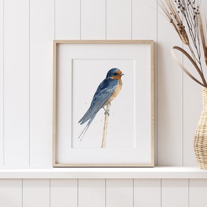 Barn Swallow Watercolor Print Bird Painting