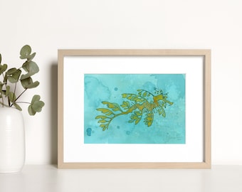 Leafy Sea Dragon Art Print Ocean Nursery Animal Watercolor Illustration