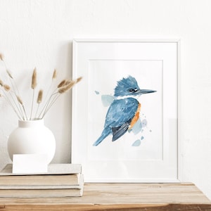 Kingfisher Watercolor Print Bird Painting Wall Art Birders Gift
