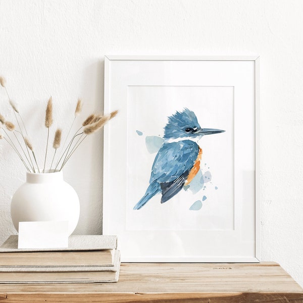 Ijsvogel aquarel print vogel schilderij Wall Art Birders cadeau