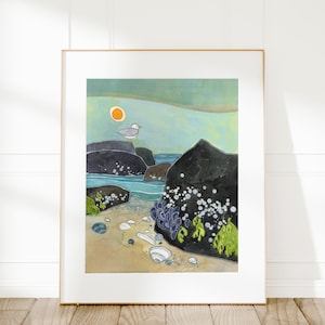 Jetty Beach Art Print Coastal Ocean Wall Art