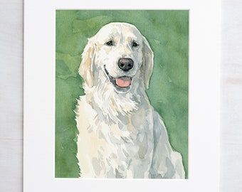 English Retriever Watercolor Limited Edition Print White Cream Retriever Painting