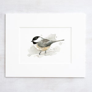 Chickadee Watercolor Painting Spring Bird Print Backyard Birdwatcher image 1