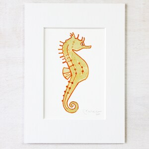 Original Seahorse Watercolor Whimsical Knobby Seahorse Illustration