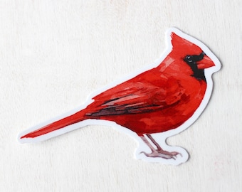 Red Cardinal Sticker: Waterproof Vinyl Bird Decal