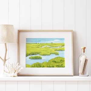 Salt Marsh Landscape Print Coastal Watercolor Painting