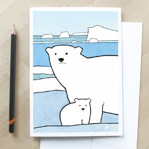 Baby Polar Bear Card Winter Baby Animal Illustration Card image 1