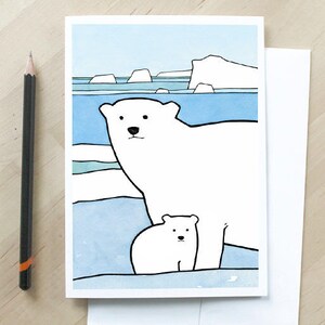 Carte d'illustration d'animal de bébé d'hiver de carte d'ours polaire de bébé