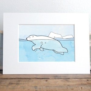 Nuoto Orso polare Stampa Stampa artistica Decorazione da parete artica