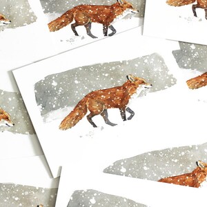 Fox in Snow Christmas Card Set Winter Watercolor Greeting Cards Holiday Cards image 2