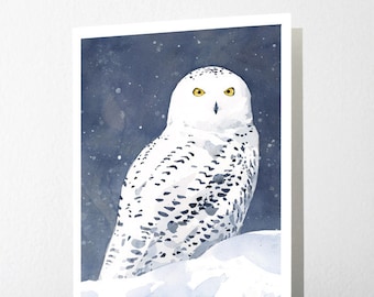 Snowy Owl Christmas Card Winter Bird Art Note Card