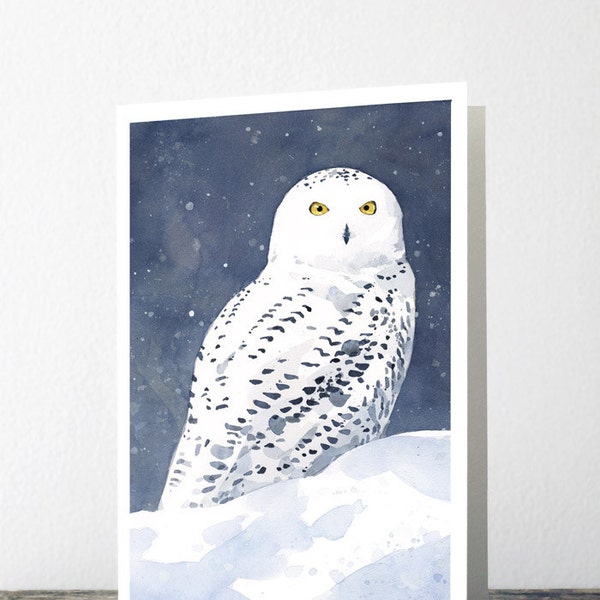 Snowy Owl Christmas Card Winter Bird Art Note Card