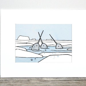 Whimsical Narwhals Print Arctic Nursery Wall Art