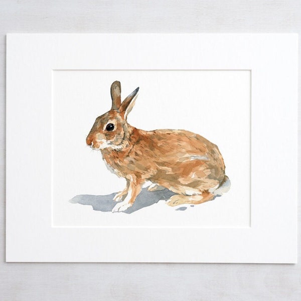 Wild Rabbit Watercolor Print Nature Wildlife Art Modern Farmhouse Wall Decor