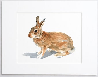 Wild Rabbit Watercolor Print Nature Wildlife Art Modern Farmhouse Wall Decor