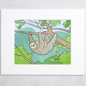 Sloth Print Childs Room Wall Art Baby Sloth Nursery Wall Art image 1