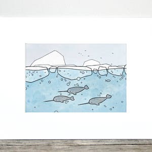 Narwhal Print Whimsical Animal Art Nursery Decor image 4