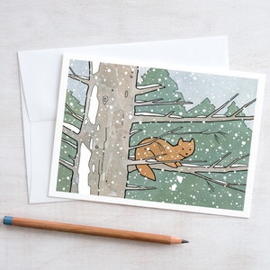 Pine Marten Christmas Card Animal Illustrated Holiday Card image 1
