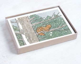 Pine Marten Cards Winter Holiday Note Card Set Christmas Stationery