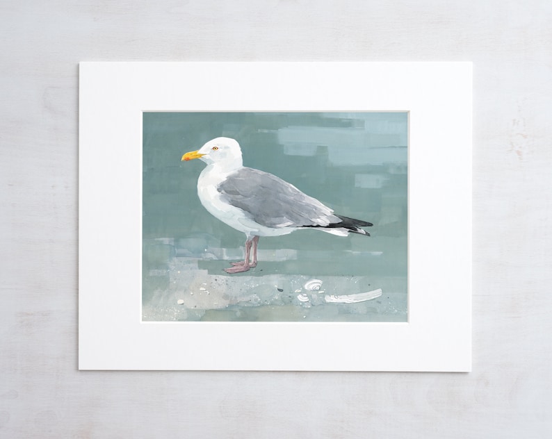 Herring Gull Beach Print Large Seagull Nautical Bird Art image 9