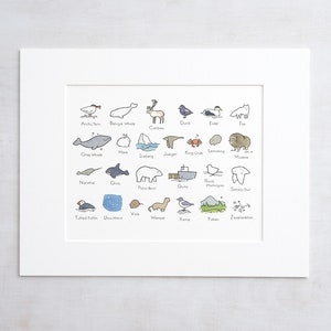 Illustrated Alphabet Arctic North Canada Alaska Nursery Art Print ABC Childs Room Art