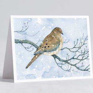 Winter Birds Holiday Cards Mixed Set 2 Birds in Snow Watercolor Christmas Card Set Festive Stationary image 4