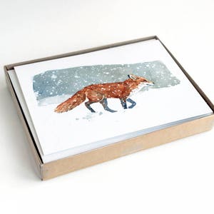 Fox in Snow Christmas Card Set Winter Watercolor Greeting Cards Holiday Cards image 4