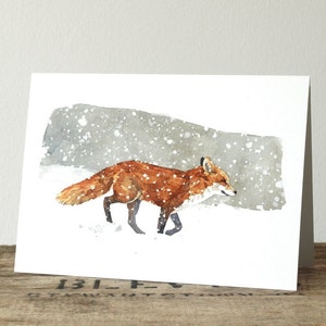 Fox in Snow Christmas Card Set Winter Watercolor Greeting Cards Holiday Cards image 3