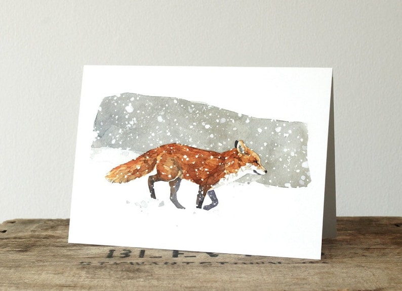 Fox in Snow Christmas Card Set Winter Watercolor Greeting Cards Holiday Cards image 3