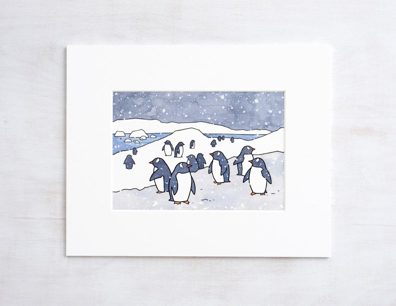 Gentoo Penguins Art Print Nursery Wall Art Animal Nursery Decor image 1