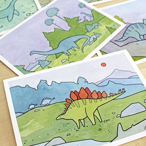 Conjunto de cartas de dinossauro 10 cartas ilustradas Cartas divertidas de dinossauro para crianças