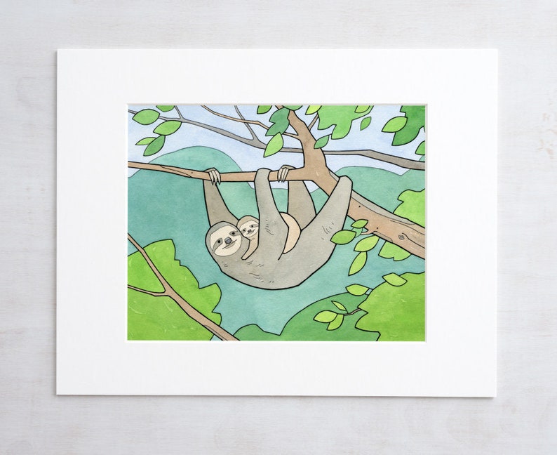 Sloth Print Childs Room Wall Art Baby Sloth Nursery Wall Art image 1