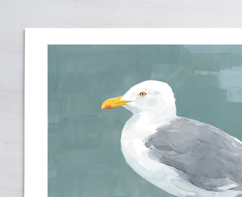Herring Gull Beach Print Large Seagull Nautical Bird Art image 7